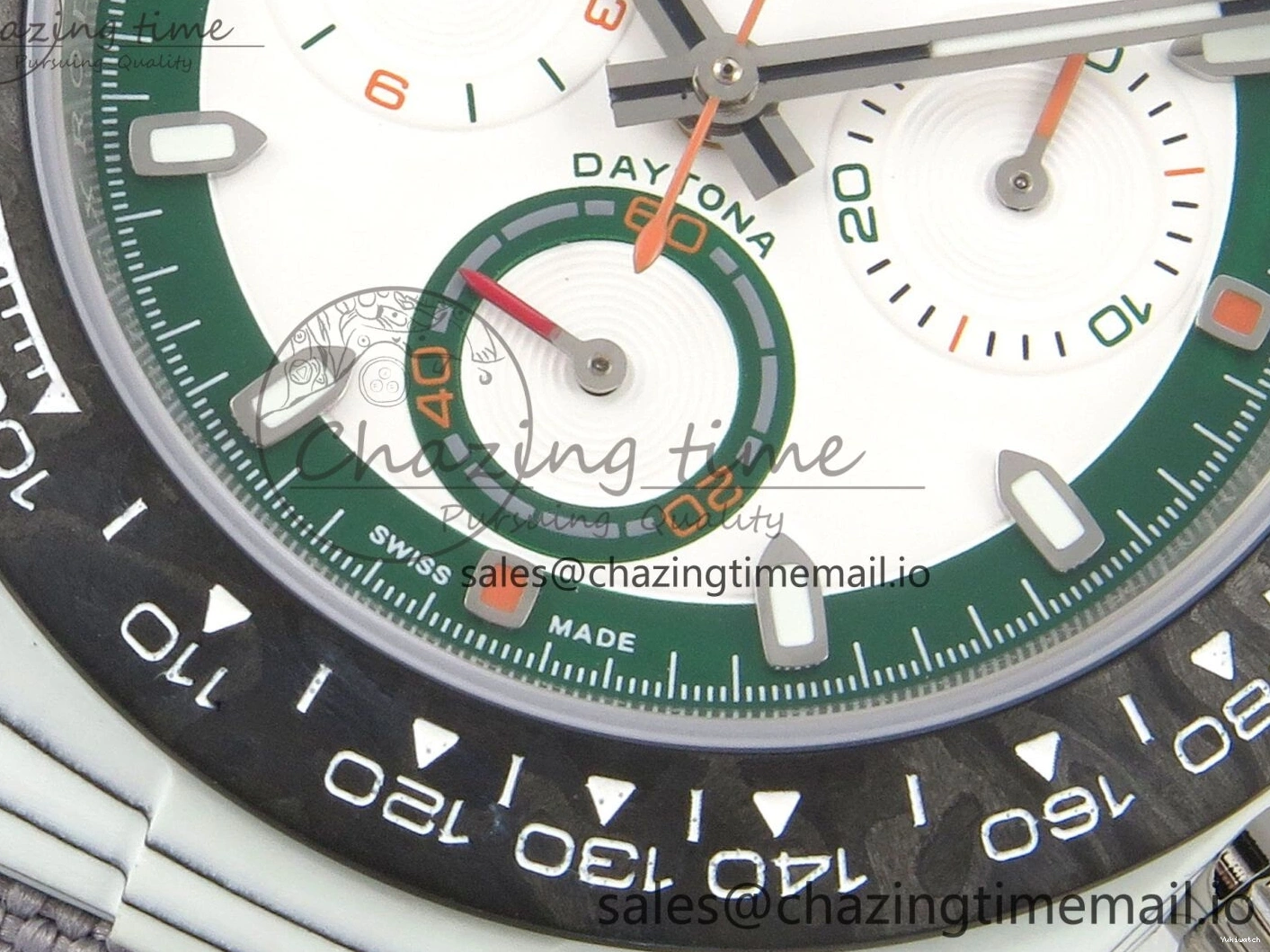 Grey Carbon Edition DIW on and White A7750 Nylon Case Daytona Strap Dial Bezel Green DIWF 0403
